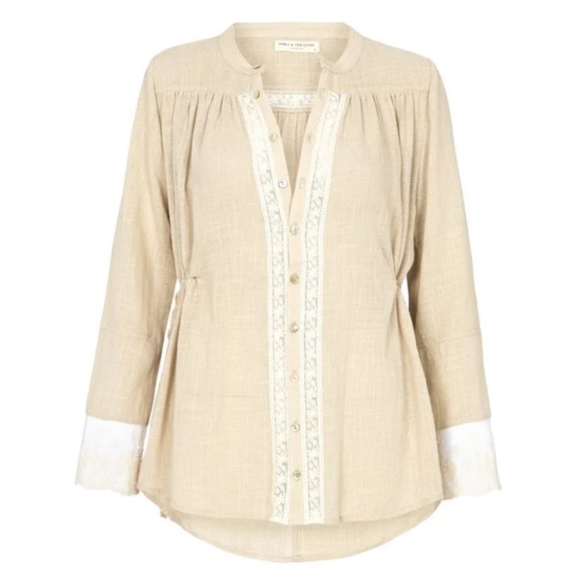 NWT Paloma Blouse XXS Spell Designs Neutral Linen natural buttondown top shirt - Picture 5 of 16
